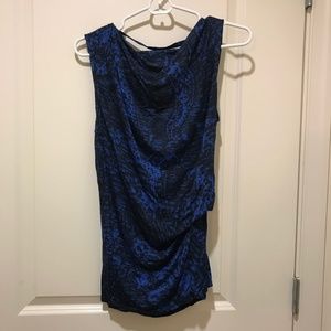 Black and blue draped jersey open-back top